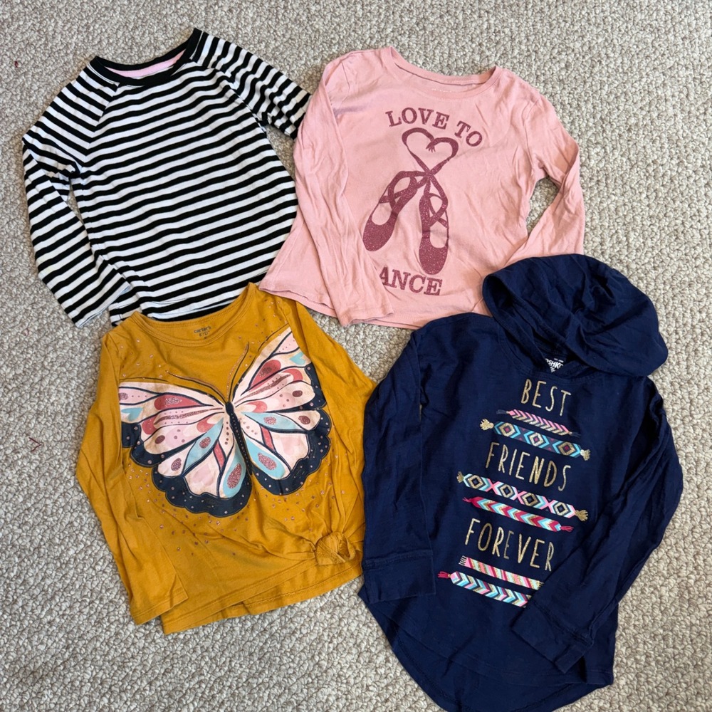 Girls Long Sleeve Top Bundle Cat & Jack Carters OshKosh Childrens Place Size 5